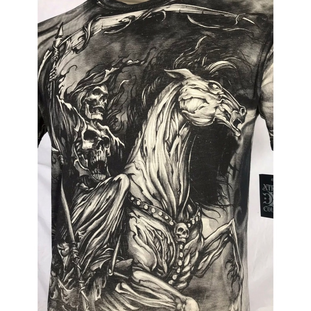Xtreme Couture Affliction Men's T-Shirt DARK HORSE Skull Tattoo Biker S-5XL - Picture 7 of 8